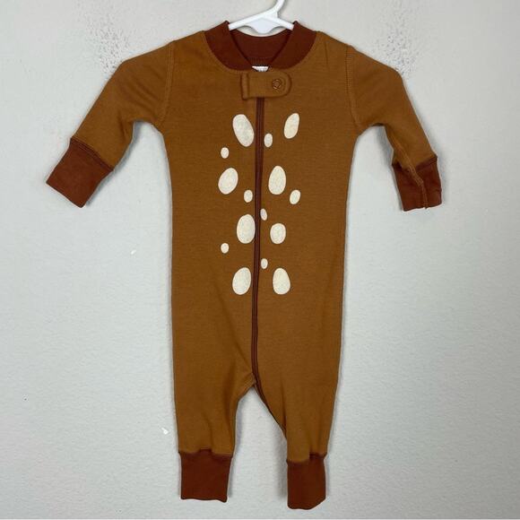 Hanna Andersson Brown Animal print Zip Sleeper 0 to 3 Months - Picture 1 of 5